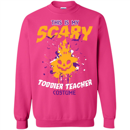 Halloween T-shirt This Is My Scary Toddier Teacher Costume T-shirt Heliconia