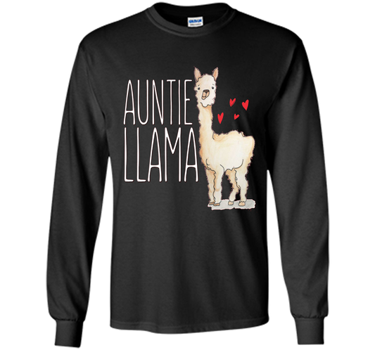 Auntie Llama Shirt Funny Matching Family Tribe Aunt T-shirt Black