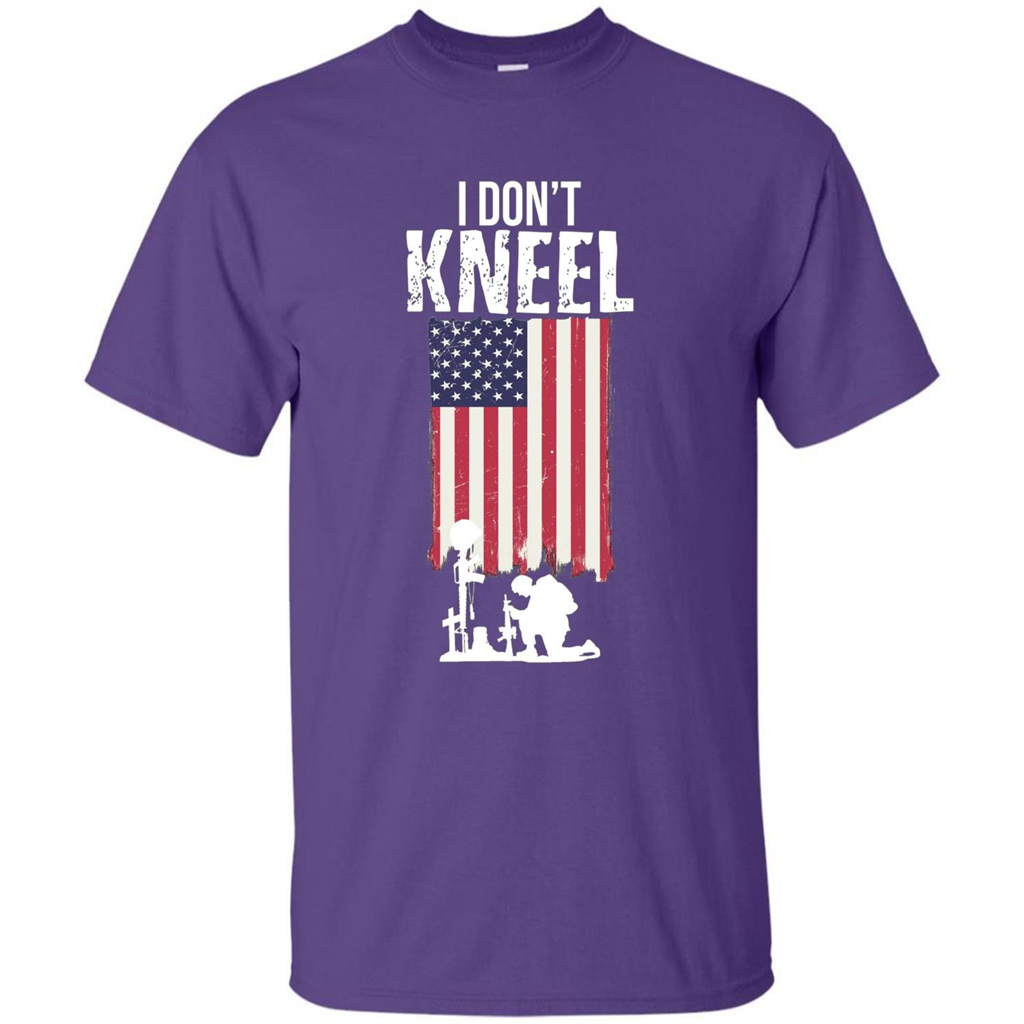I Don't Kneel USA Flag T-Shirt Stand For The Flag Kneel For The Cross Purple