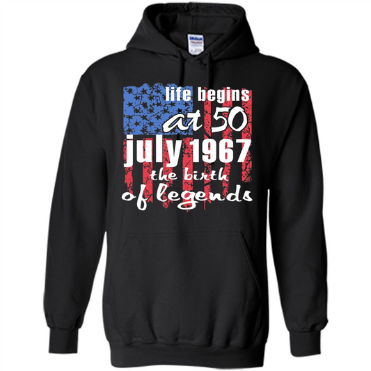 Life Begins At 50 T-shirt July 1967 The Birth Of Legends T-shirt Black