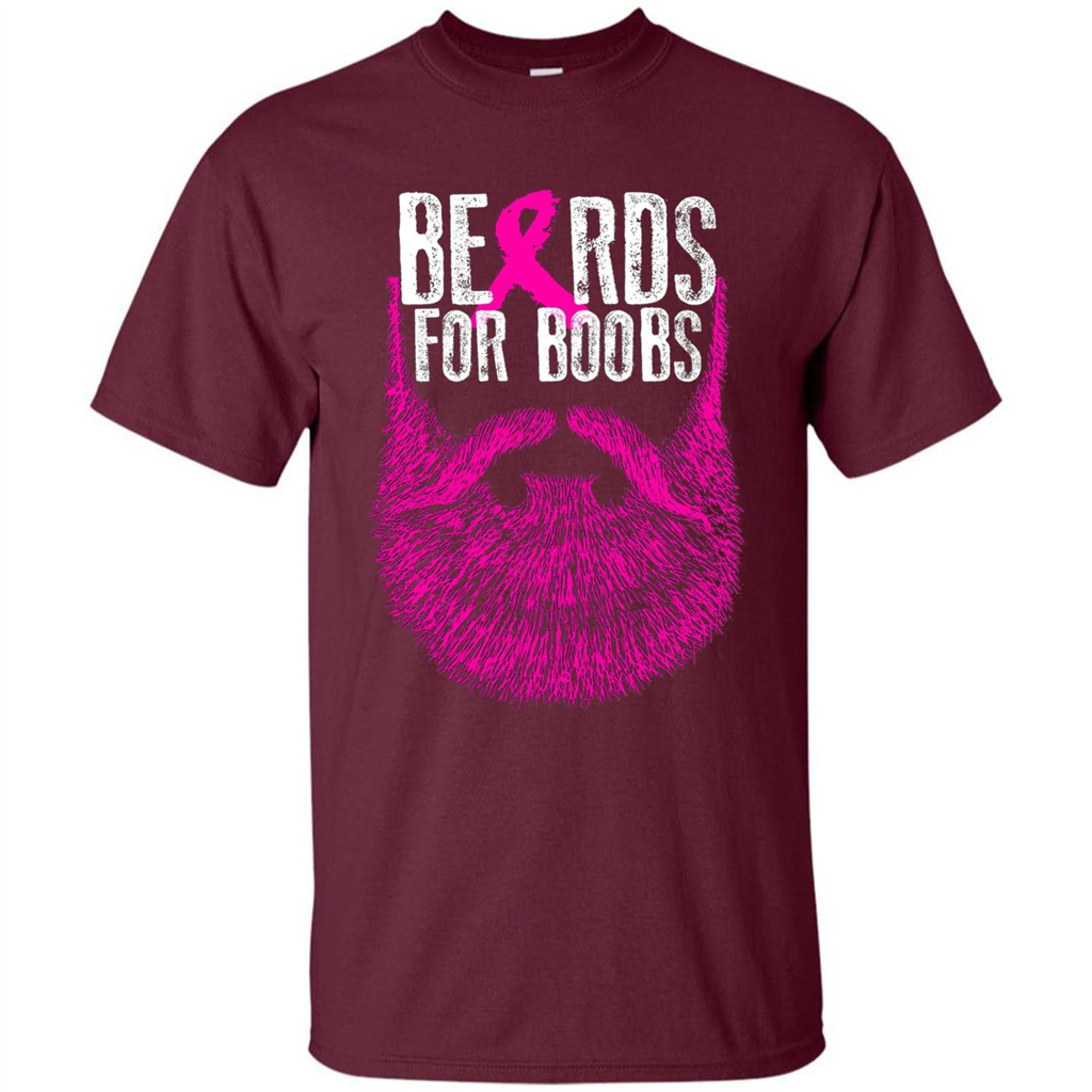 Beards For Boobs T-shirt Cancer Awareness T-shirt Maroon