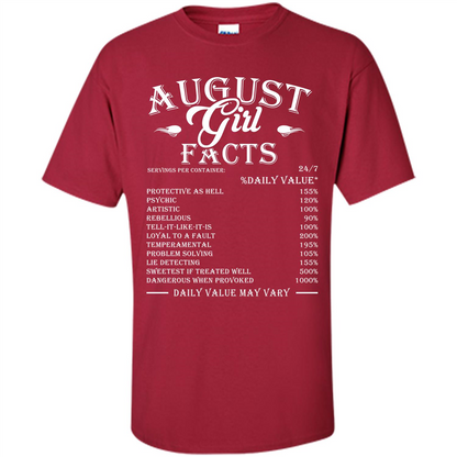 August Girl Facts T-shirt Cardinal