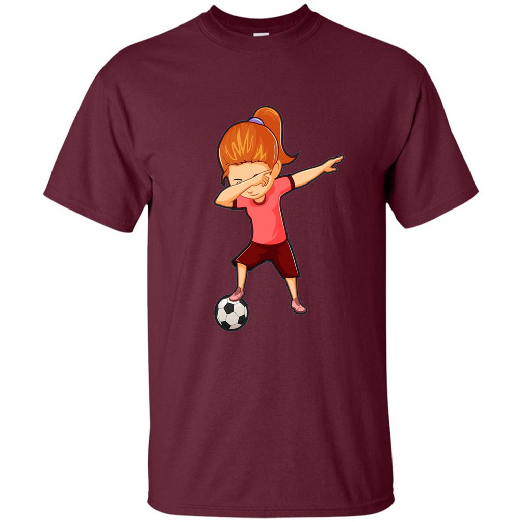 Soccer T-shirt For Girls Funny Dabbing Dab Dance Soccer Ball Maroon