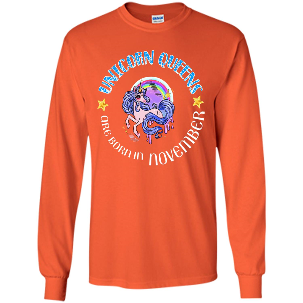 November Unicorn T-shirt Unicorn Queens Are Born November Orange