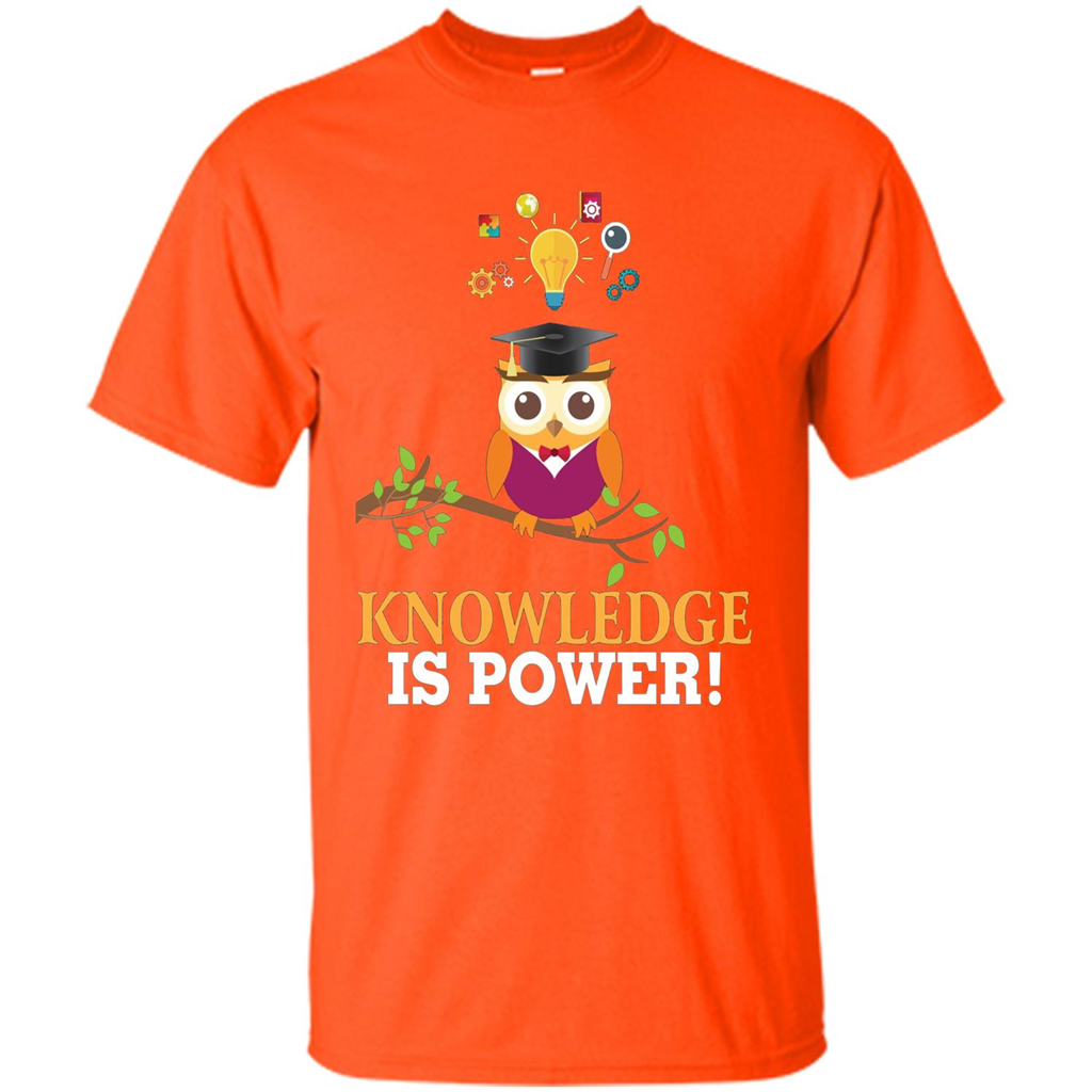 Knowledge is Power T-Shirt Cute Owl Teacher Student T-shirt Orange