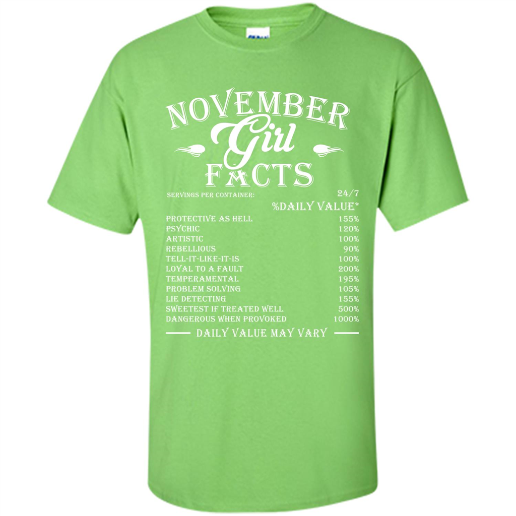 November Girl Facts T-shirt Lime