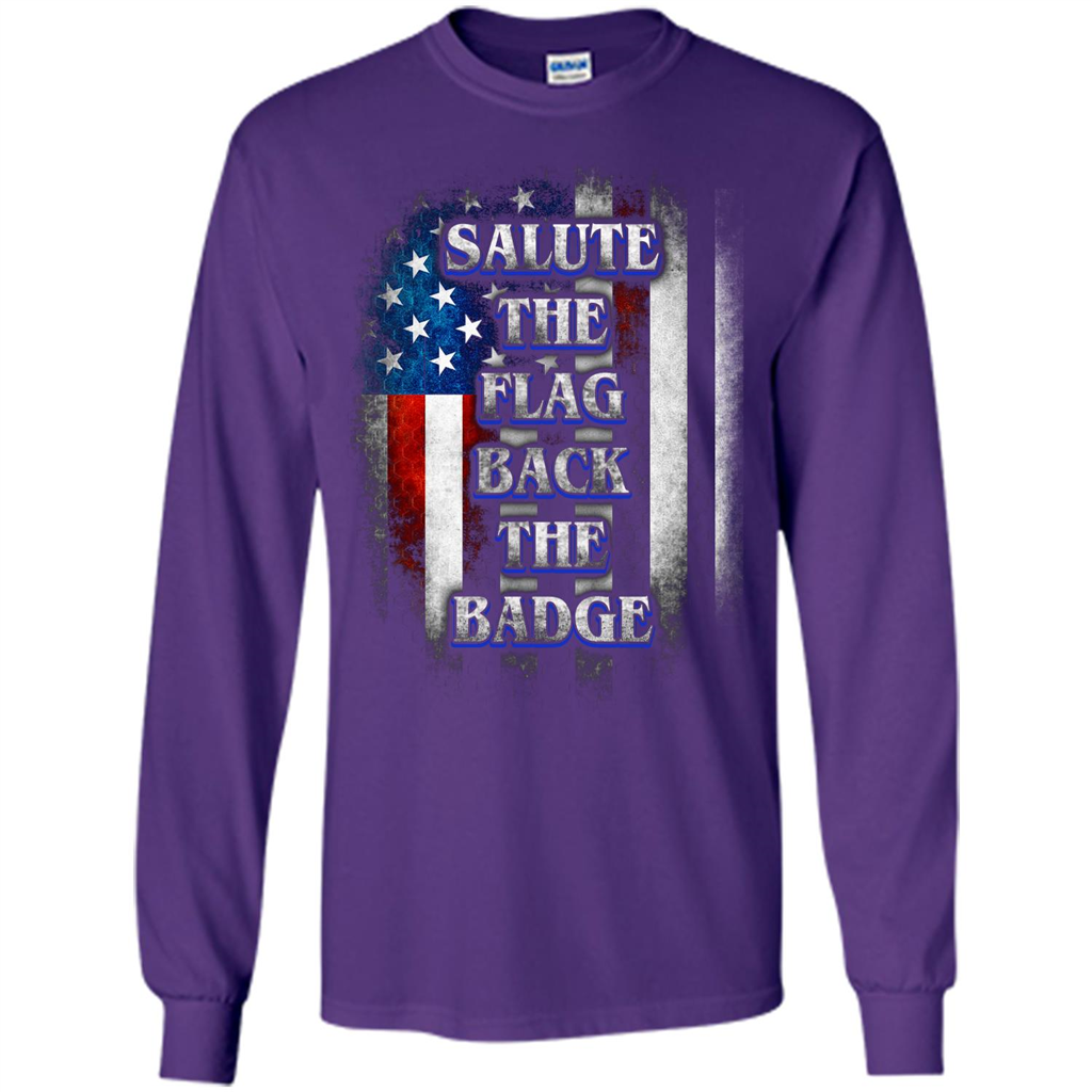 America Flag T-shirt Salute The Flag Back The Badge T-shirt Purple