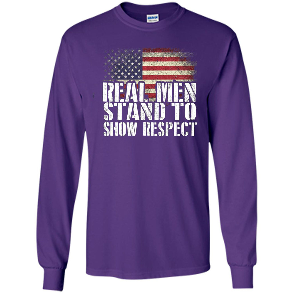Military T-shirt Real Men Stand To Show Respect Purple