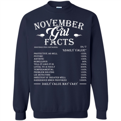 November Girl Facts T-shirt Navy