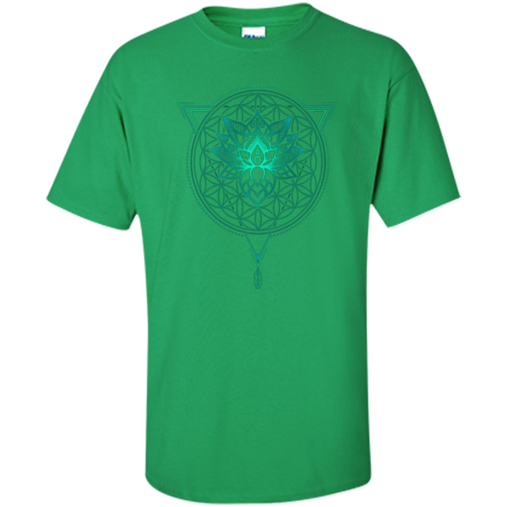Lotus Flower Of Life T-shirt Mandala in Geometric Triangle Irish Green