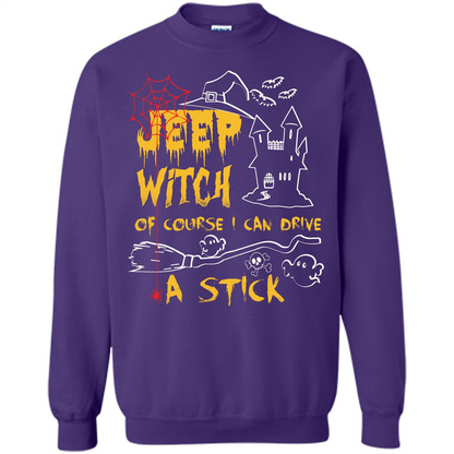 Halloween T-shirt Jeep Witch Of Course I Can Drive A Stick T-shirt Orange