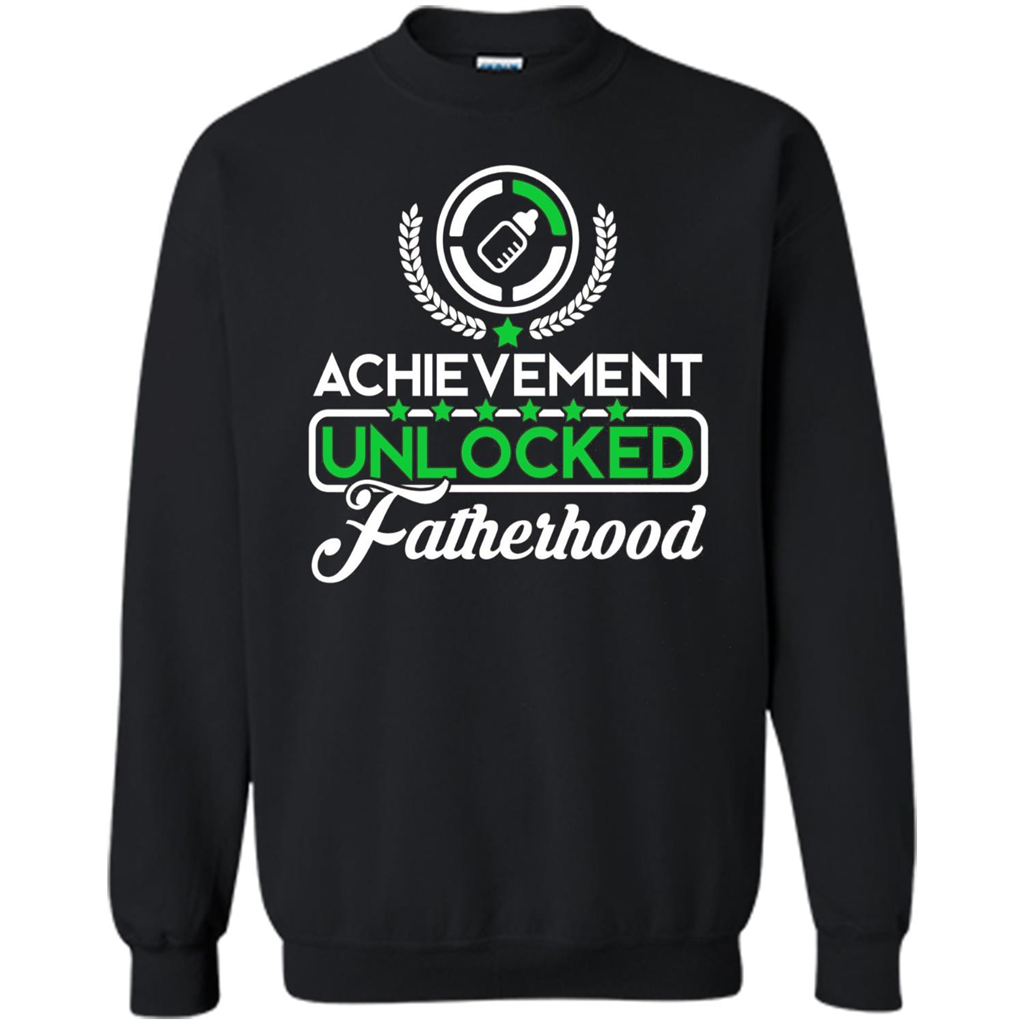 First Father's Day T-shirt Achievement Unlocked Fatherhood Black