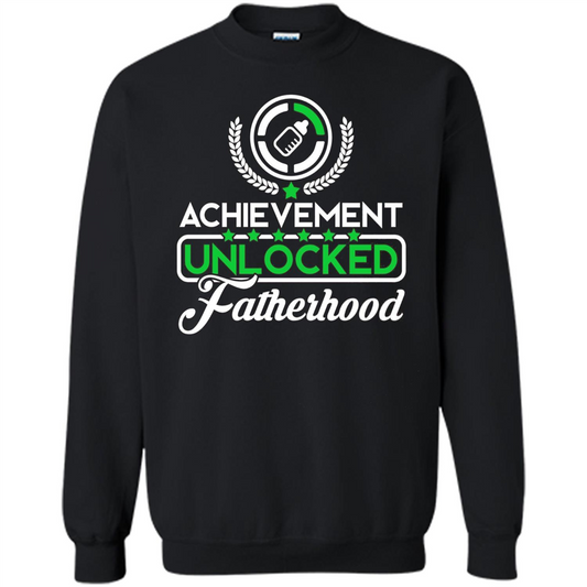 First Father's Day T-shirt Achievement Unlocked Fatherhood Black