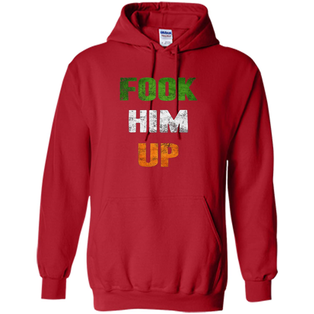 Funny Boxing T-shirt Fook Him Up Irish Boxing T-shirt Red