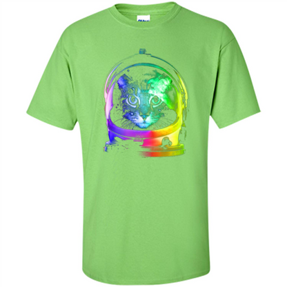 Astronaut Cat T-shirt Lime