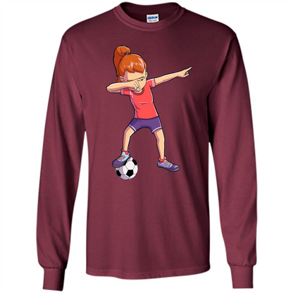 Dabbing Soccer Girl T-shirt Dab Dance T-shirt Maroon