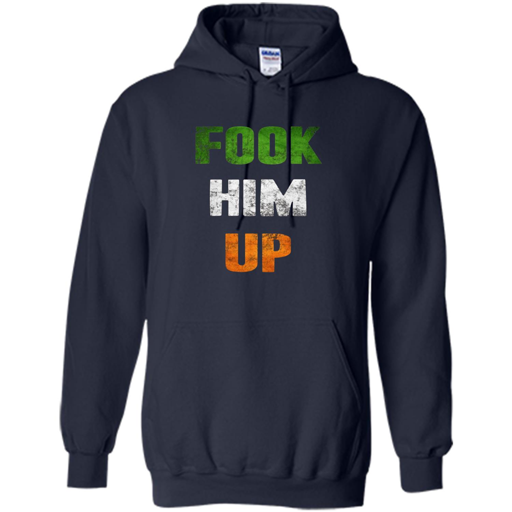 Funny Boxing T-shirt Fook Him Up Irish Boxing T-shirt Navy