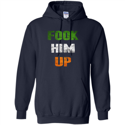 Funny Boxing T-shirt Fook Him Up Irish Boxing T-shirt Navy