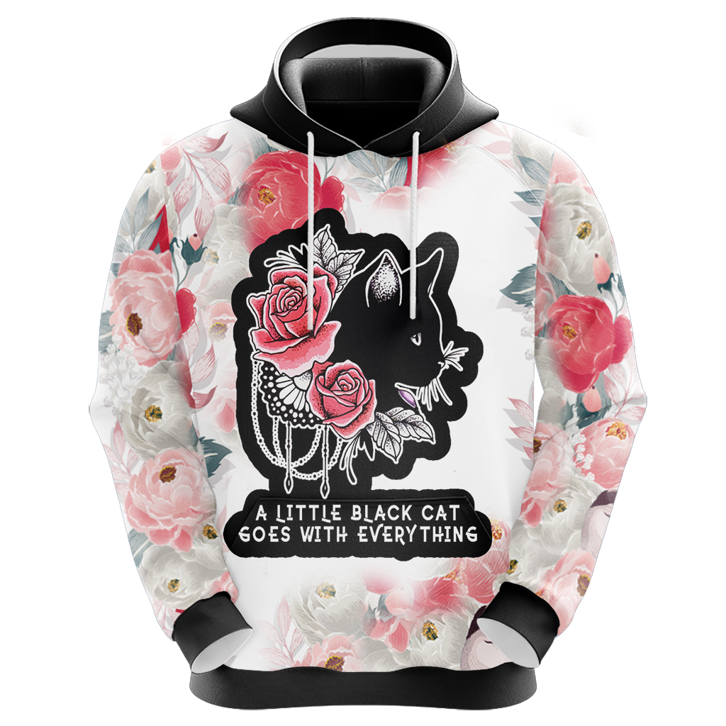 A Little Black Cat Goes With Everything Unisex 3D Hoodie