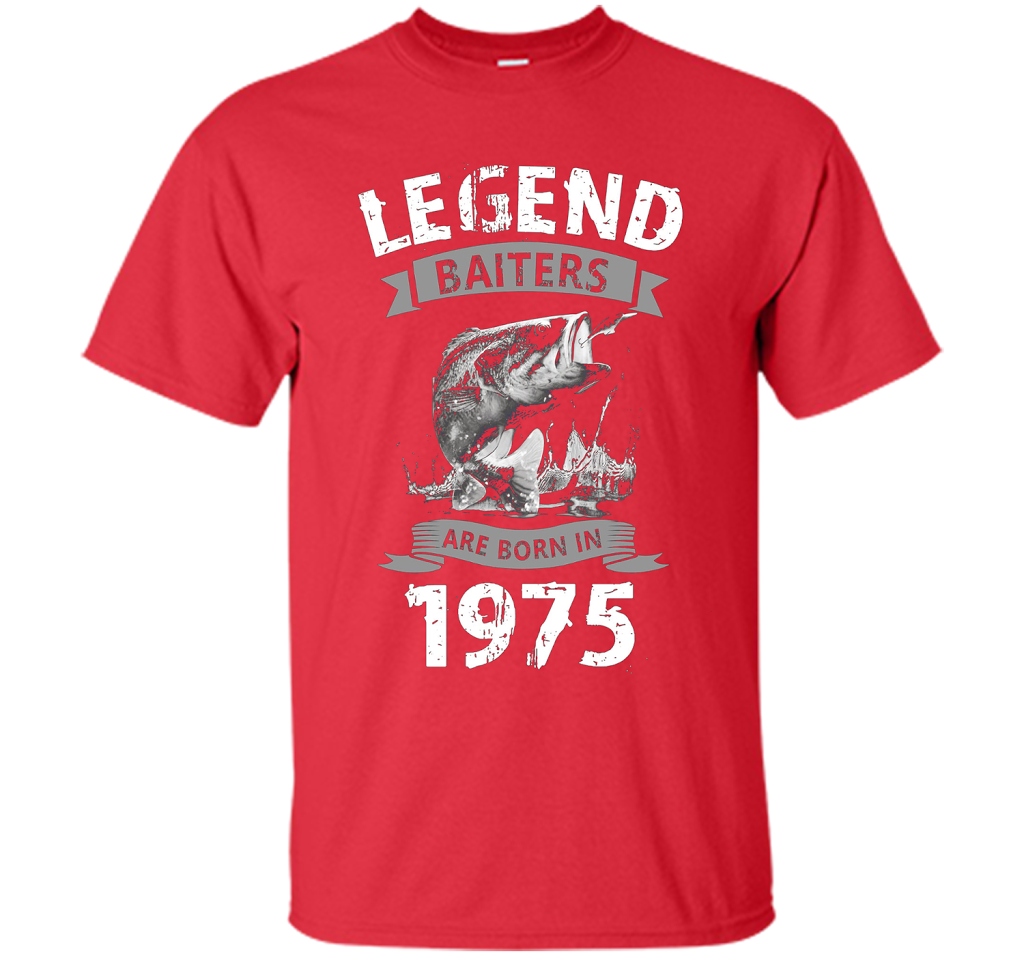 Mens 42nd Years Old 1975 Birthday Gift Idea Tshirt for Fishing shirt Red