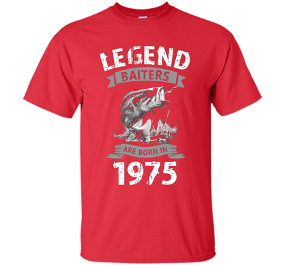 Mens 42nd Years Old 1975 Birthday Gift Idea Tshirt for Fishing shirt Red
