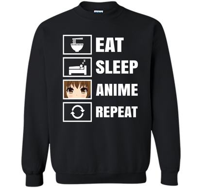 Eat Sleep Anime Repeart T-Shirt Funny Anime Geek cool shirt