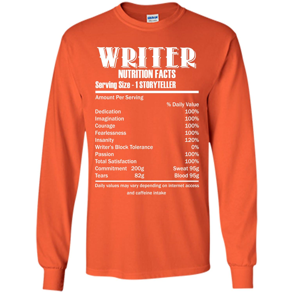 Writer Nutrition Facts Serving Size T-shirt