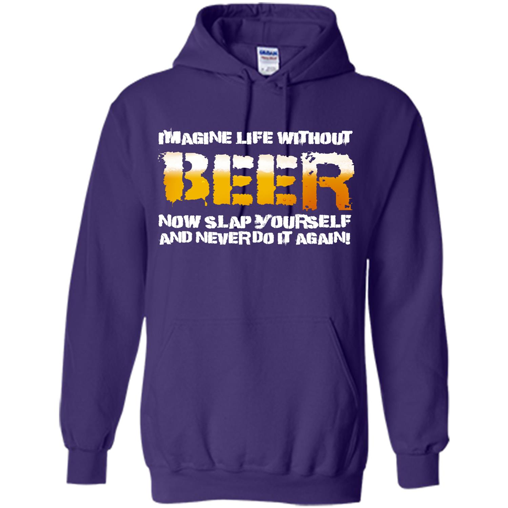 Beer T-shirt Imagine Life Without Beer Purple