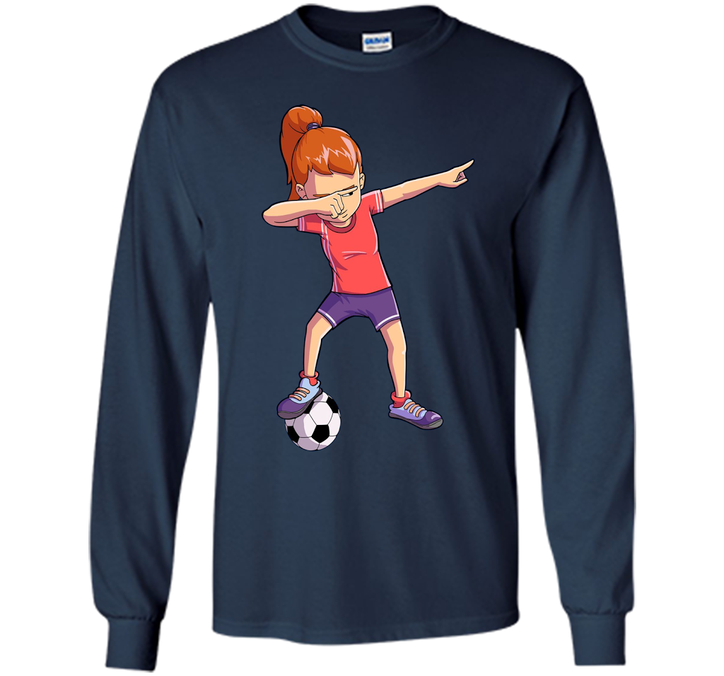 Soccer Dabbing Girl Dab Dance T-shirt Funny Football Tee shirt Navy