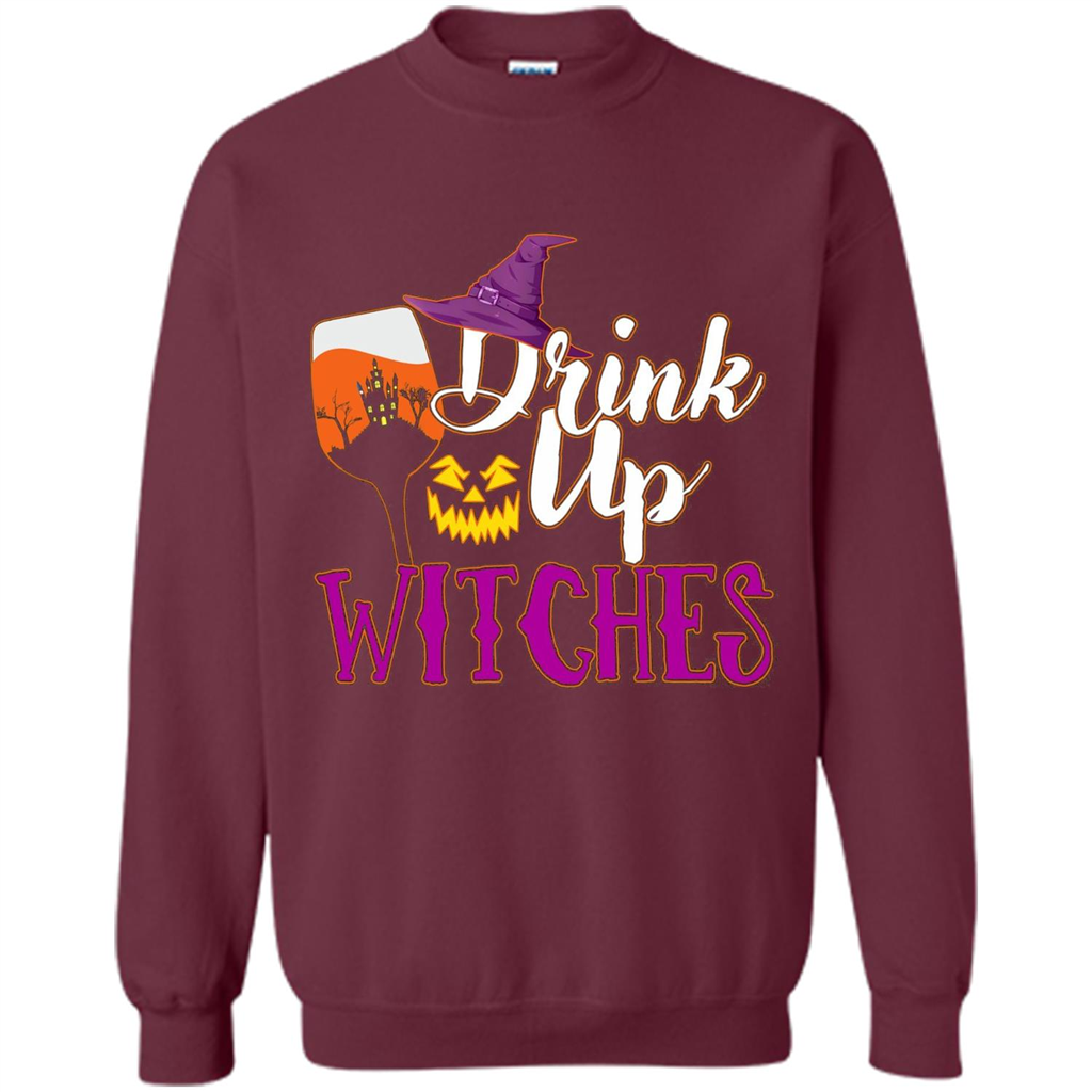 Drink Up Witches T Shirt Funny Halloween Costume Maroon