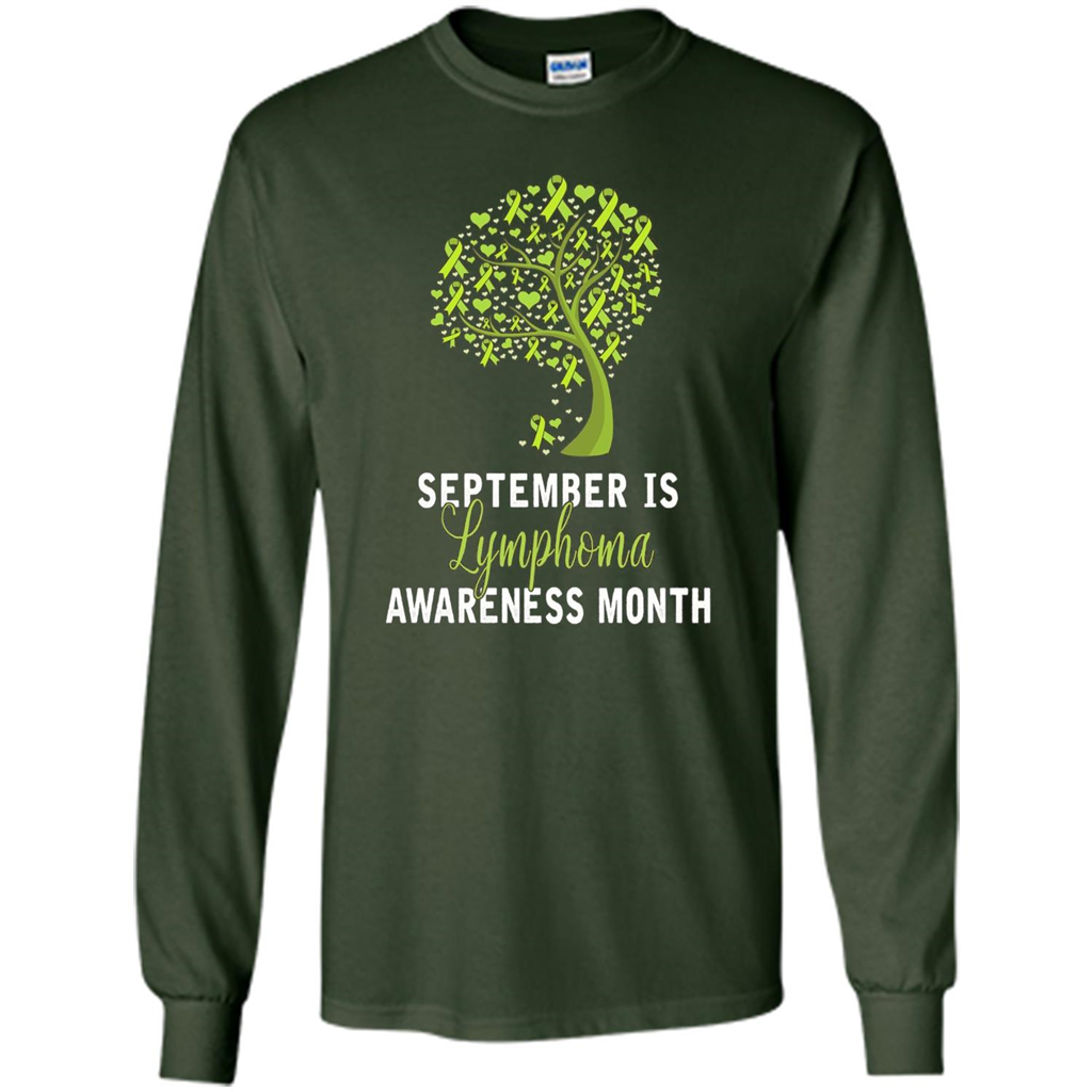 Lime Green Ribbon Lymphoma Awareness Month T-shirt Forest Green