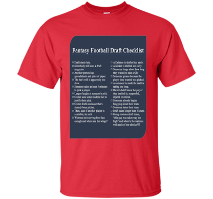 Fantasy Football Draft Checklist T-shirt