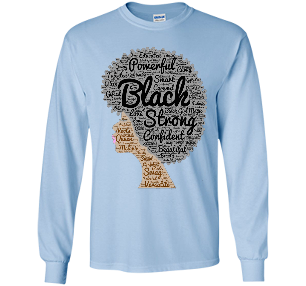 Afro Word Art Natural Hair T-Shirt for Black Women shirt Light Blue