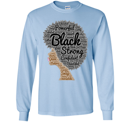 Afro Word Art Natural Hair T-Shirt for Black Women shirt Light Blue