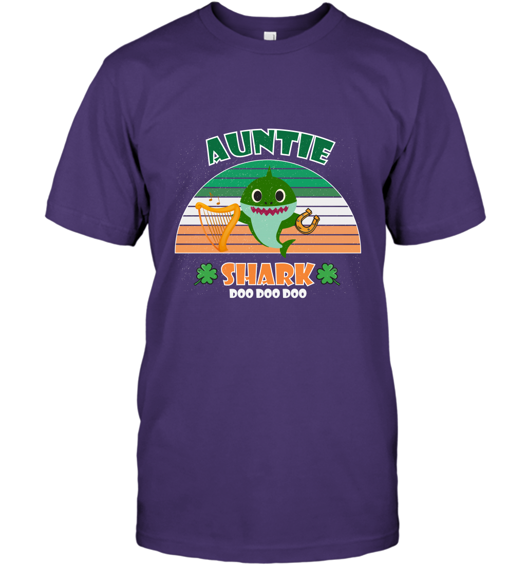 Irish Auntie Shark Saint Patricks Day Family Shirt T-Shirt Purple