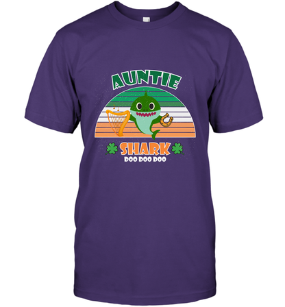 Irish Auntie Shark Saint Patricks Day Family Shirt T-Shirt Purple