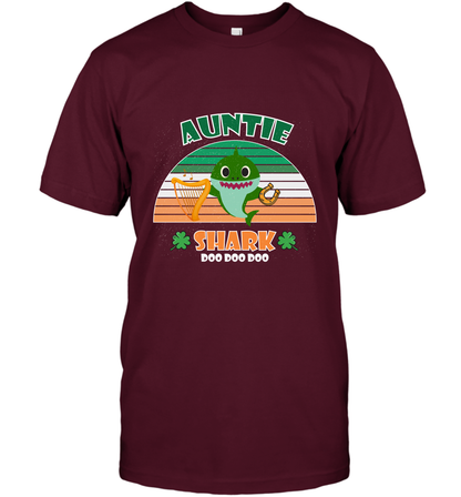 Irish Auntie Shark Saint Patricks Day Family Shirt T-Shirt Maroon