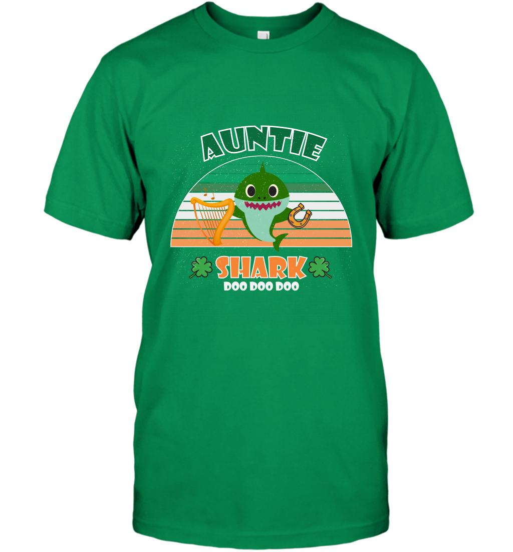 Irish Auntie Shark Saint Patricks Day Family Shirt T-Shirt Irish Green