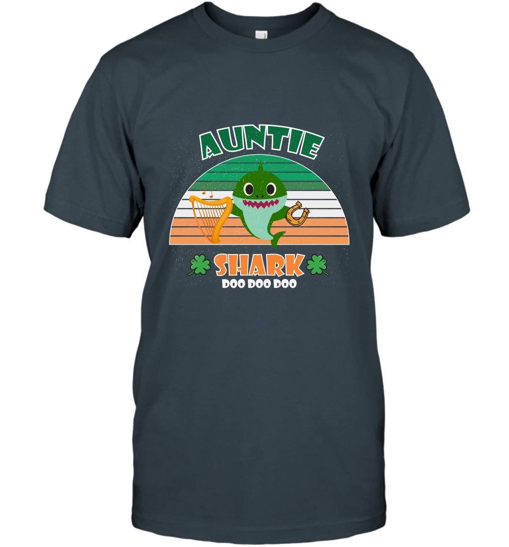 Irish Auntie Shark Saint Patricks Day Family Shirt T-Shirt Charcoal