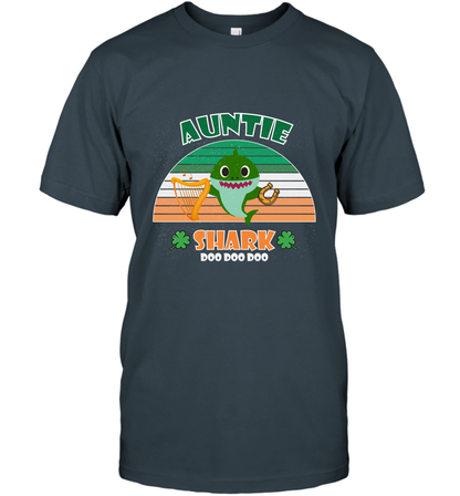 Irish Auntie Shark Saint Patricks Day Family Shirt T-Shirt Charcoal