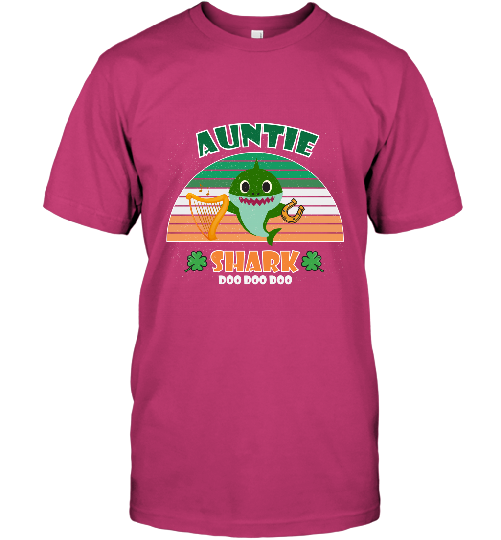 Irish Auntie Shark Saint Patricks Day Family Shirt T-Shirt Heliconia