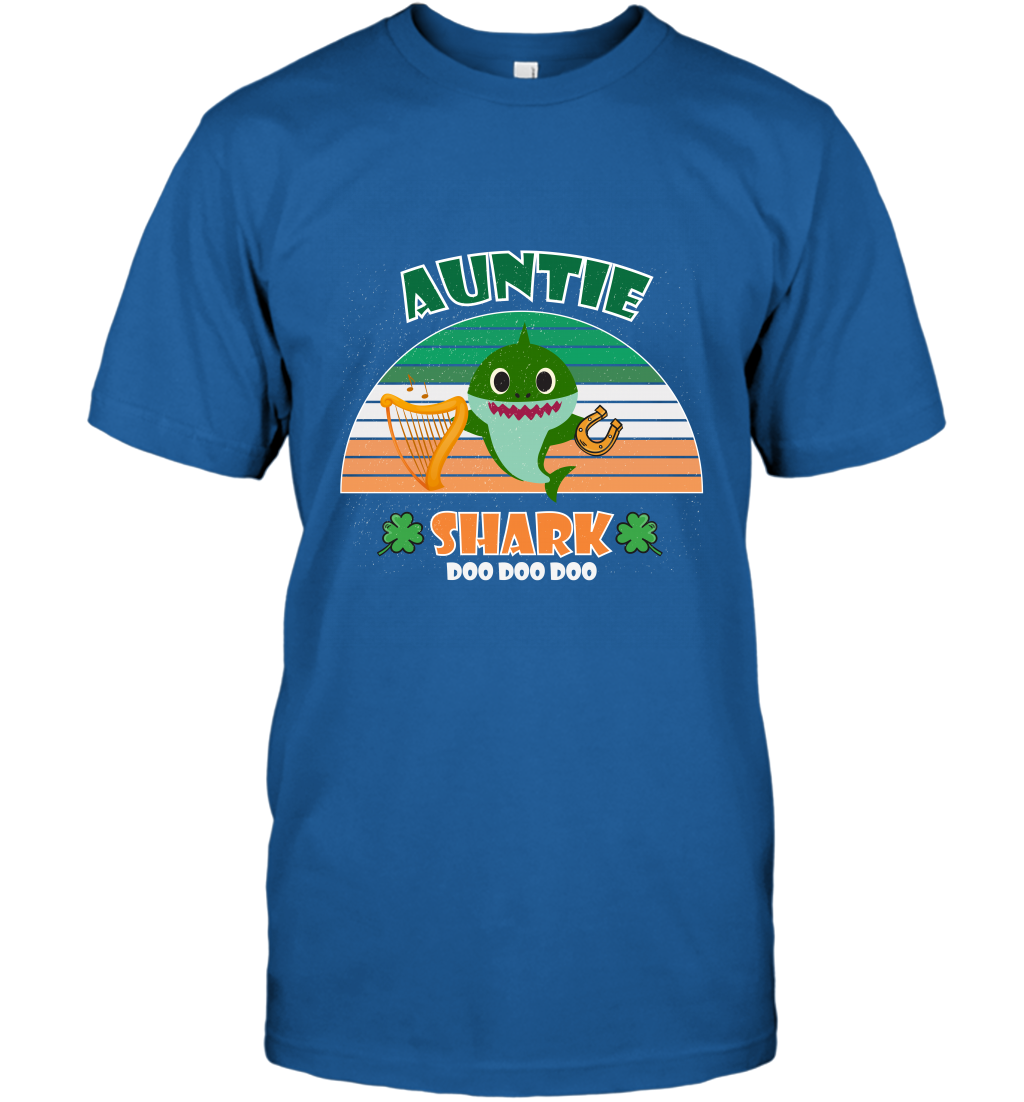 Irish Auntie Shark Saint Patricks Day Family Shirt T-Shirt Royal