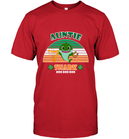 Irish Auntie Shark Saint Patricks Day Family Shirt T-Shirt Red