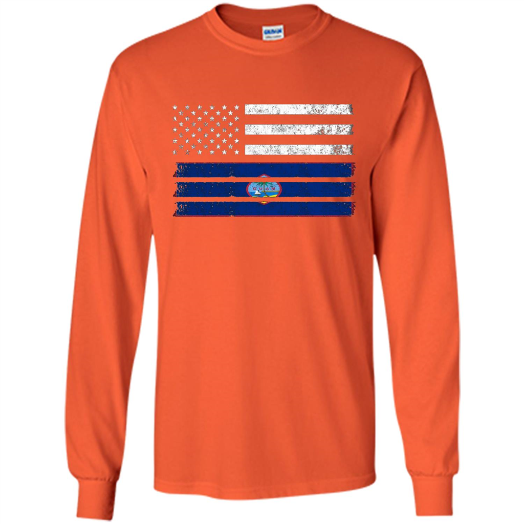 Guamanian American Flag - USA Guam T-shirt Orange