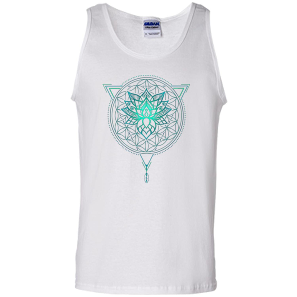 Lotus Flower Of Life T-shirt Mandala in Geometric Triangle White