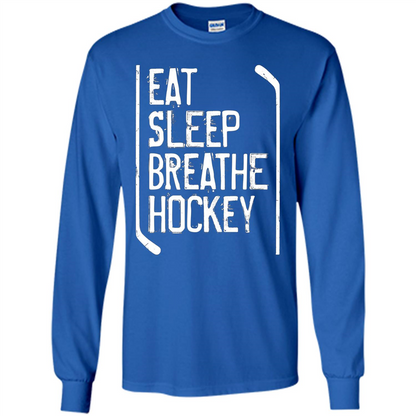 Funny Hockey T-shirt Eat Sleep Breathe Hockey T-Shirt Royal