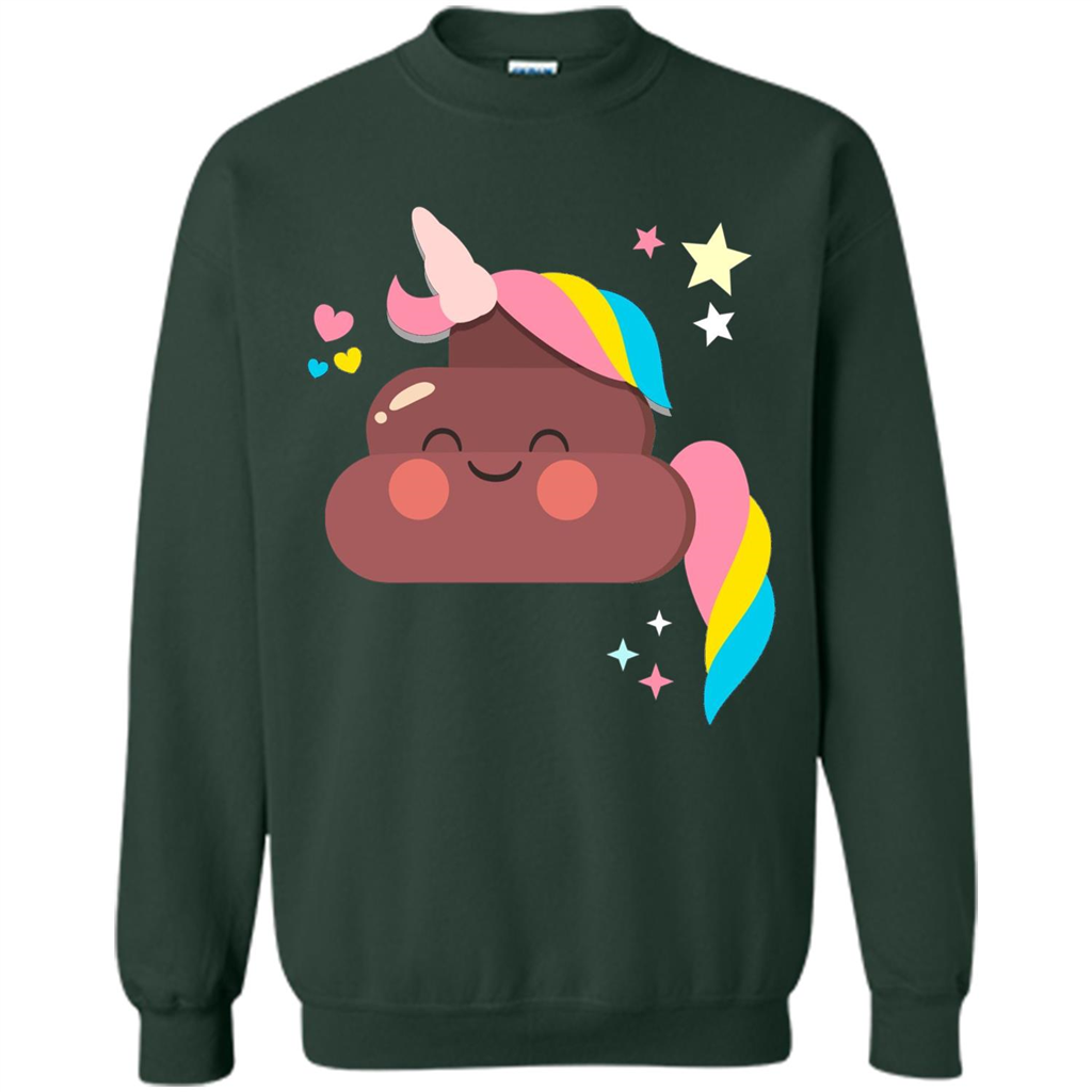 Emoji Happy Unicorn Poop Funny T-shirt Forest Green