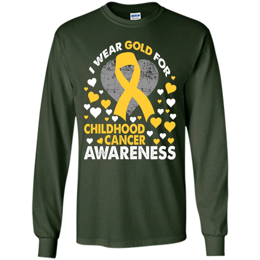 I Wear Gold For Childhood Cancer Awareness T-shirt Forest Green