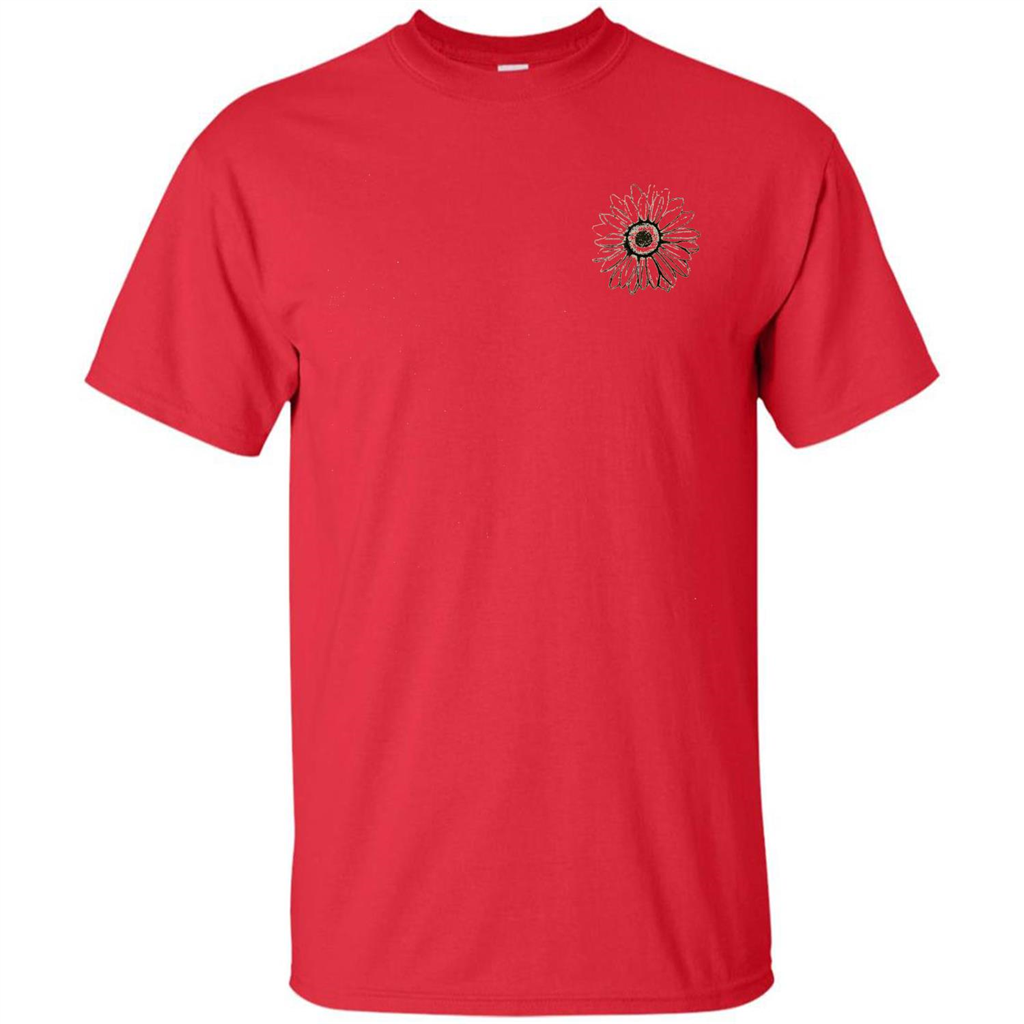 Daisy Flower Sketch Art T-shirt Red