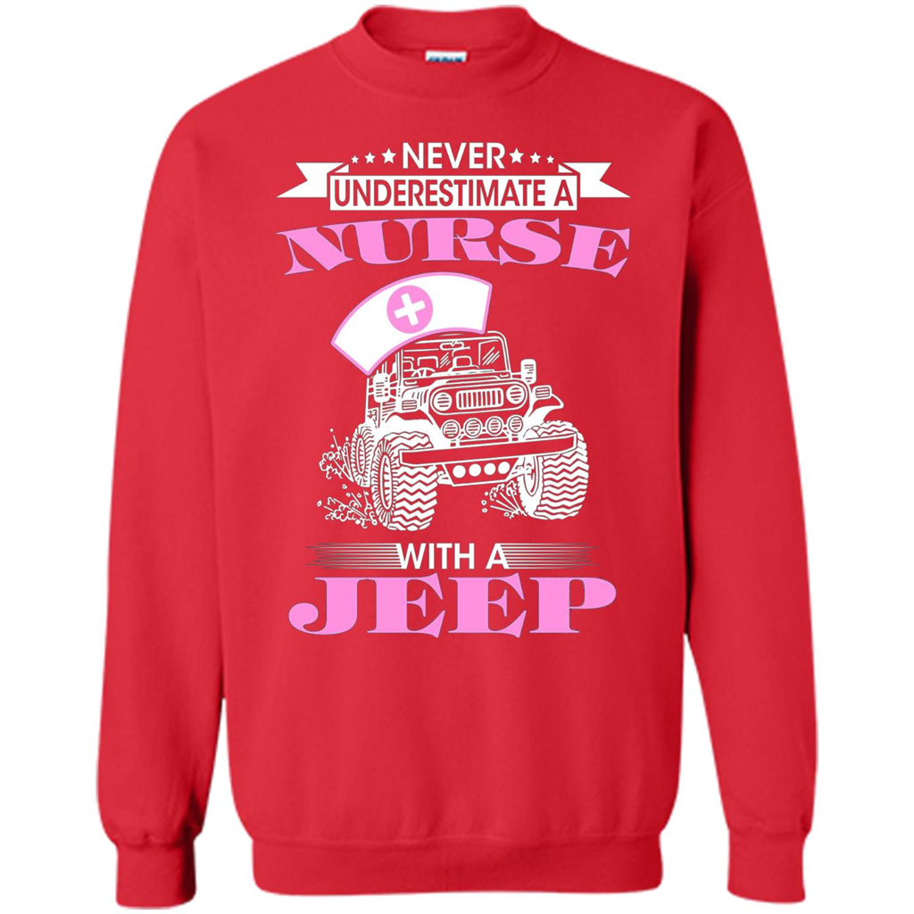 Never Underestimate A Nurse With A Jeep T-shirt Red